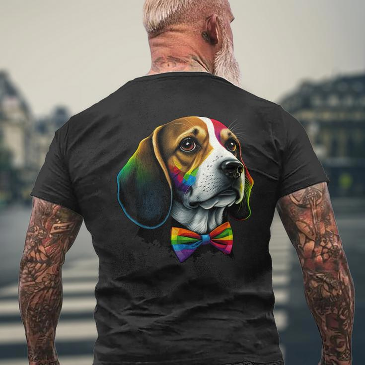 Beagle Gay Pride Dog Lgbt Rainbow Flag On Beagle Lgbtq Men's Back Print T-shirt Gifts for Old Men