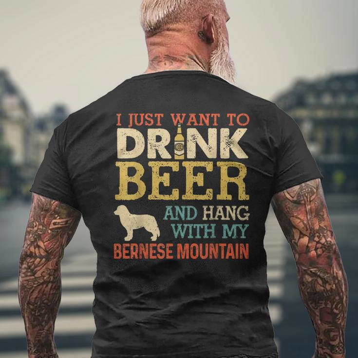 Bernese Mountain Dad Drink Beer Hang With Dog Vintage Men's T-shirt Back Print Gifts for Old Men
