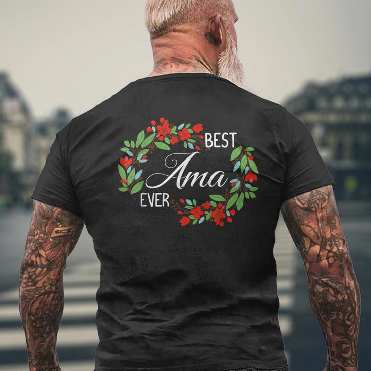 Best Ama Ever Taiwanese Grandmother Mothers Day Flowers Mens Back Print T-shirt Gifts for Old Men