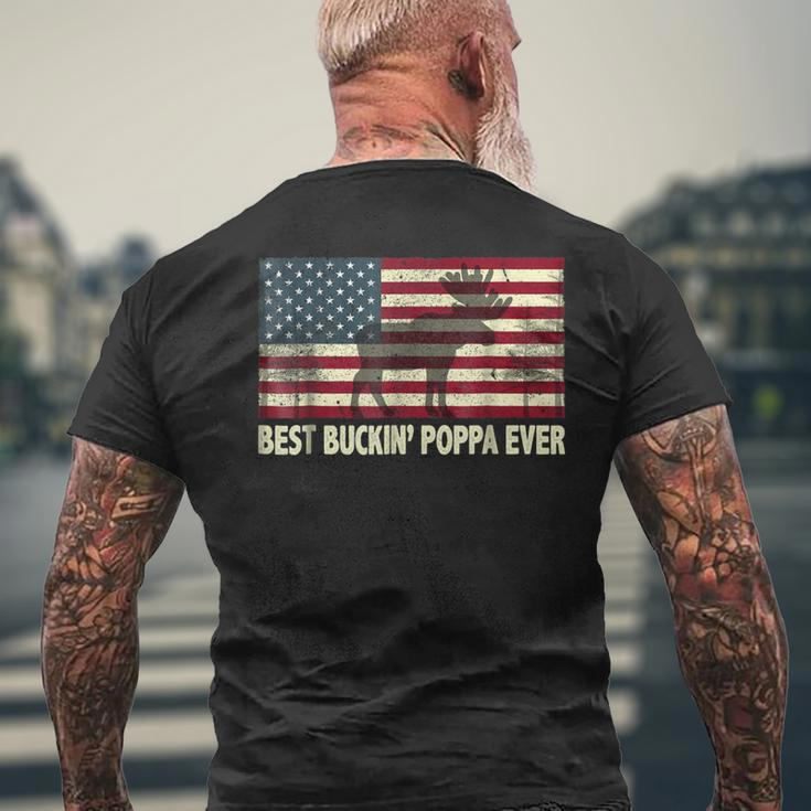 Best Buckin Poppa Ever Usa Flag Gift For Fathers Day Mens Back Print T-shirt Gifts for Old Men