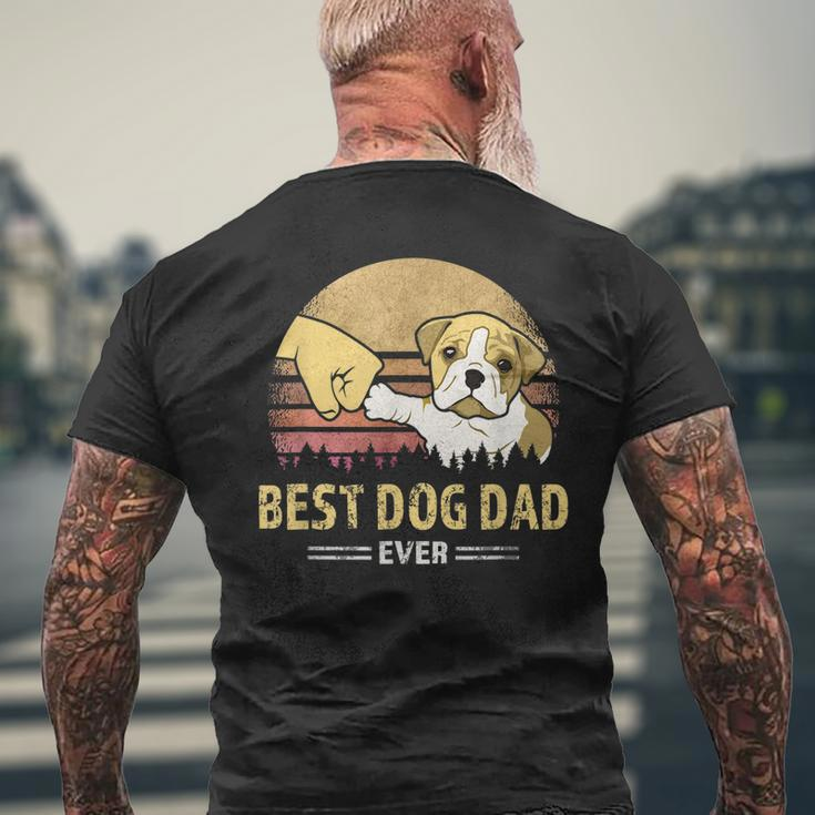 Mens Best Bulldog Dad Ever Vintage English Bulldog Puppy Lover Men's T-shirt Back Print Gifts for Old Men