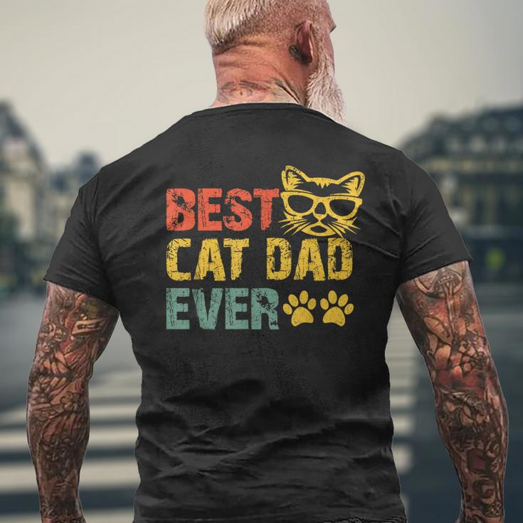 Best Cat Dad Ever Funny Design Cat Daddy Fathers Day 2023 Mens Back Print T-shirt Gifts for Old Men