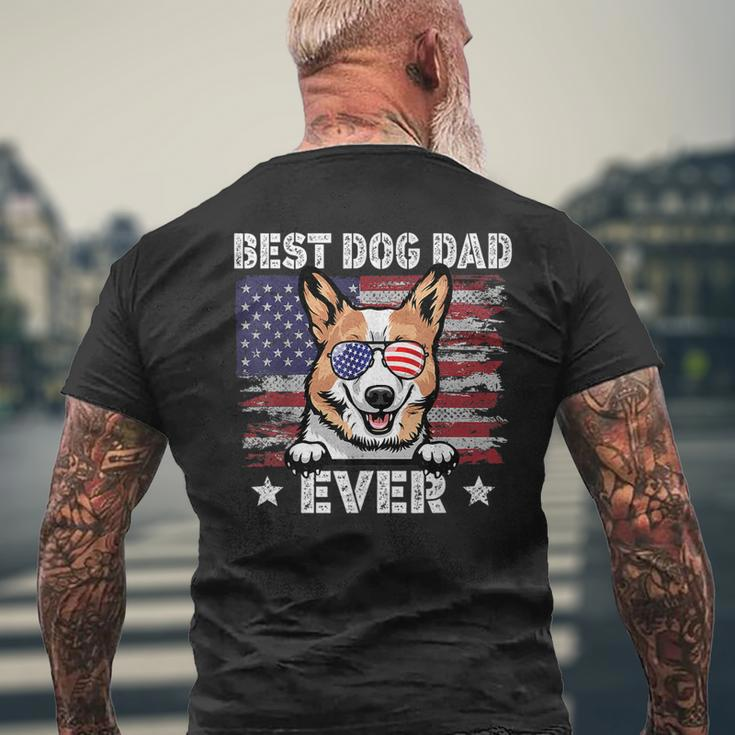 Best Corgi Dad Ever American Flag Fathers Day Mens Back Print T-shirt Gifts for Old Men