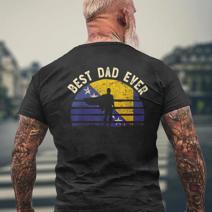 Best Dad Ever Bosnia & Herzegovina Hero Vintage Flag Men's Back Print T-shirt Gifts for Old Men