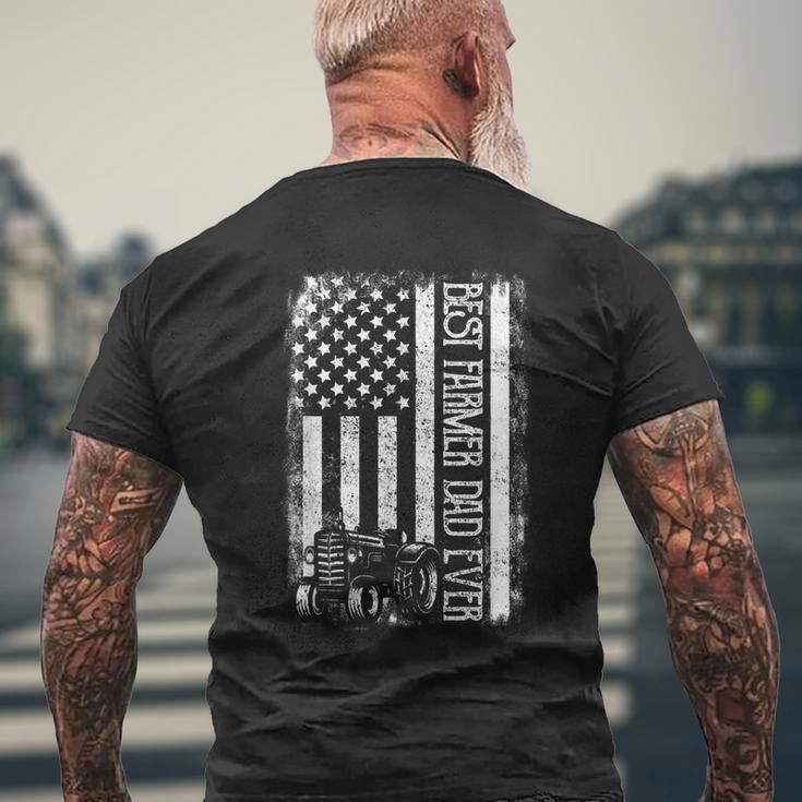 Best Farmer Dad Ever With Us American Flag Fathers Day Mens Back Print T-shirt Gifts for Old Men