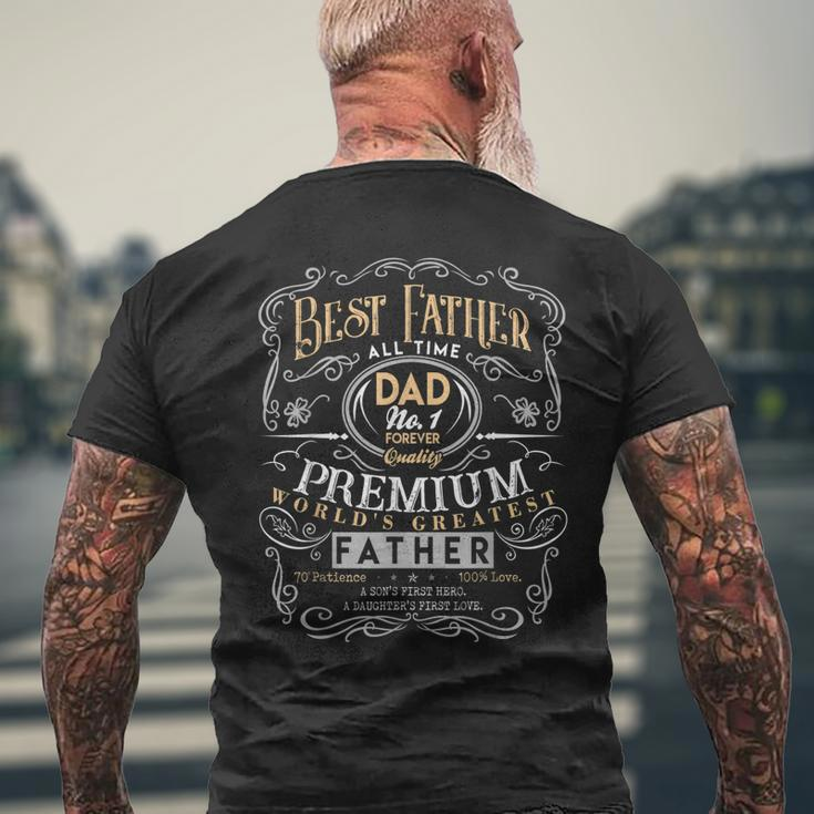 Best Father Dad Worlds Greatest No 1 Fathers Day Men's Back Print T-shirt Gifts for Old Men