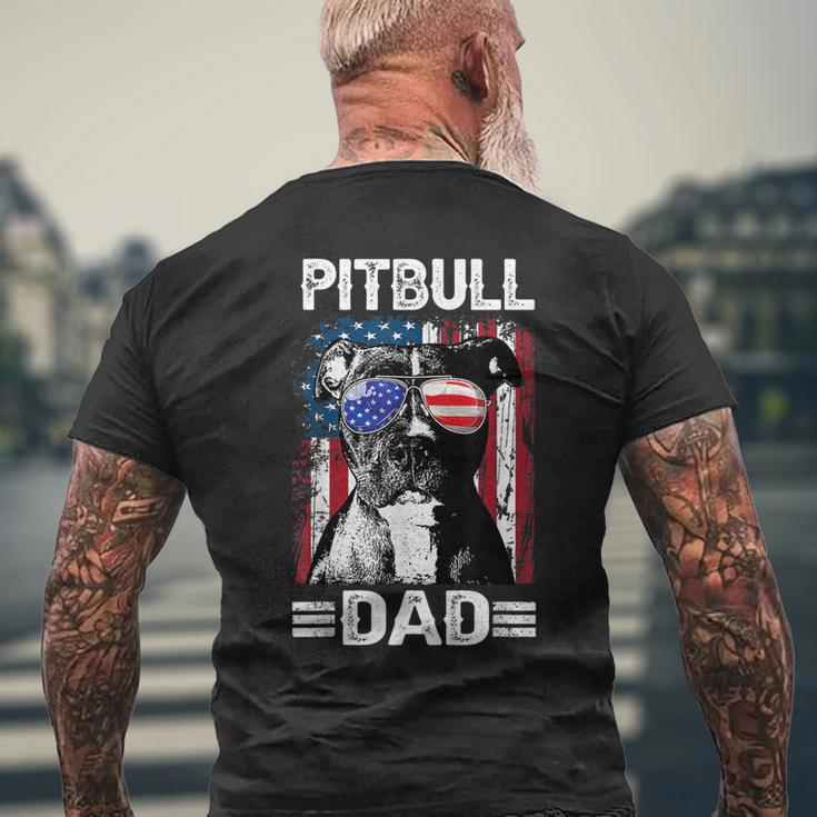 Best Pitbull Dad Ever American Flag 4Th Of July Gift For Mens Mens Back Print T-shirt Gifts for Old Men