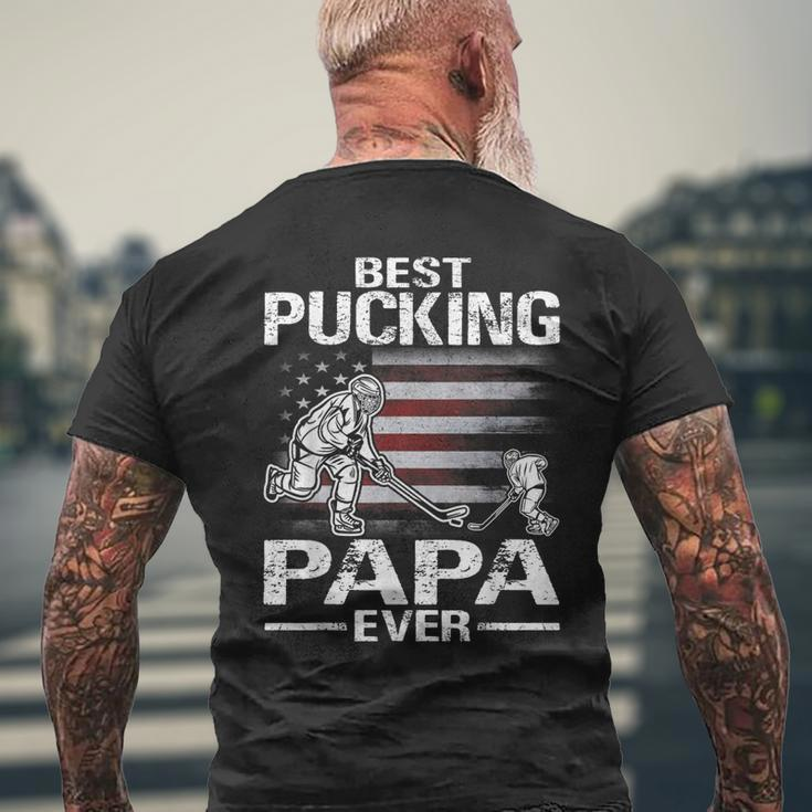 Best Pucking Papa Ever Hockey Fathers Day Gift Mens Back Print T-shirt Gifts for Old Men