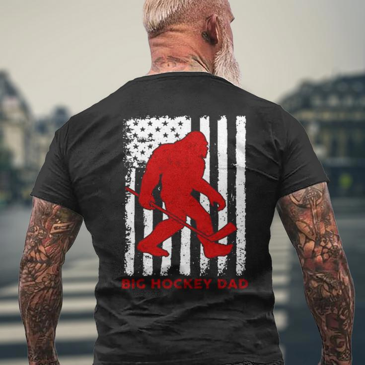 Bigfoot Big Hockey Dad American Flag Men's Back Print T-shirt Gifts for Old Men