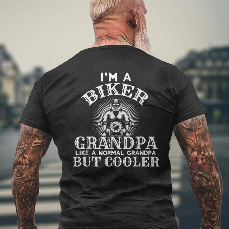 Biker Grandpa Family Tree Men's Back Print T-shirt Gifts for Old Men