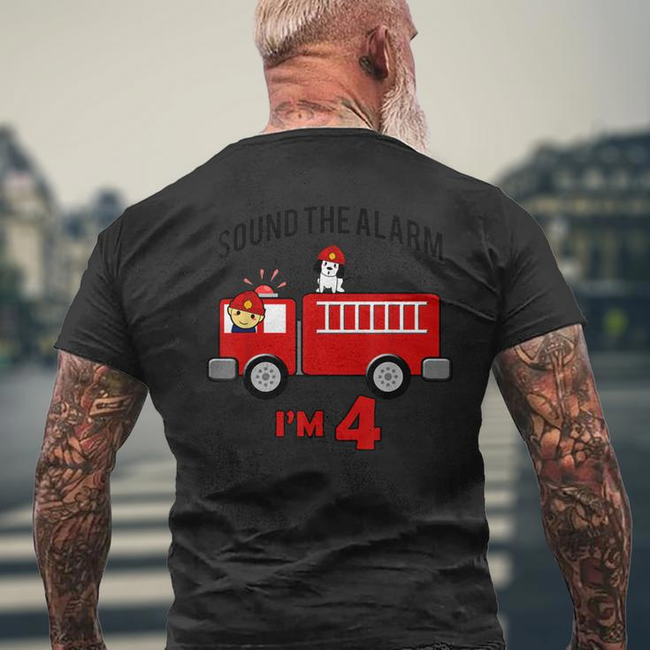 Birthday 4 Year Old Fire Fighter Truck Firetruck Men's T-shirt Back Print Gifts for Old Men