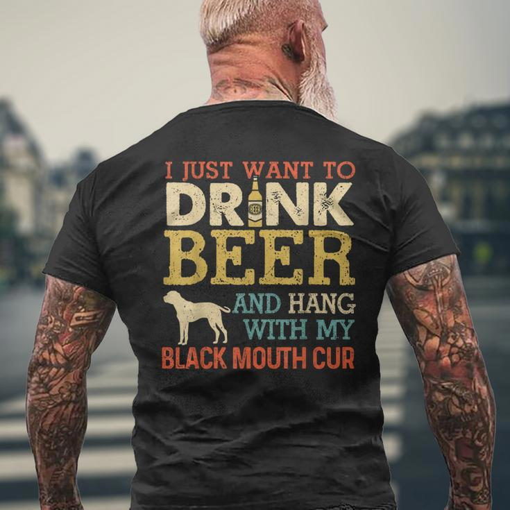 Black Mouth Cur Dad Drink Beer Hang With Dog Vintage Men's T-shirt Back Print Gifts for Old Men