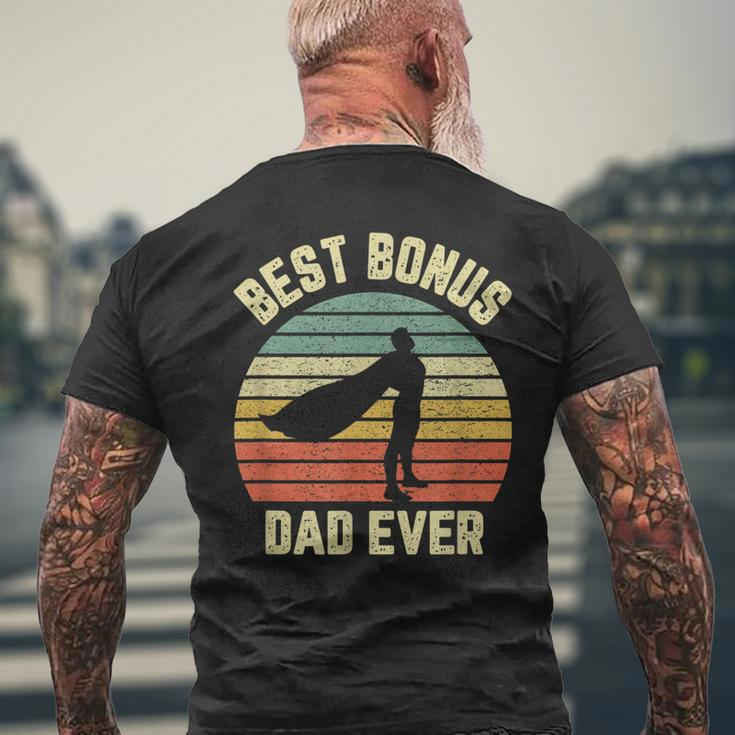 Bonus Dad Cool Retro Hero Best Bonus Dad Ever Men's Back Print T-shirt Gifts for Old Men