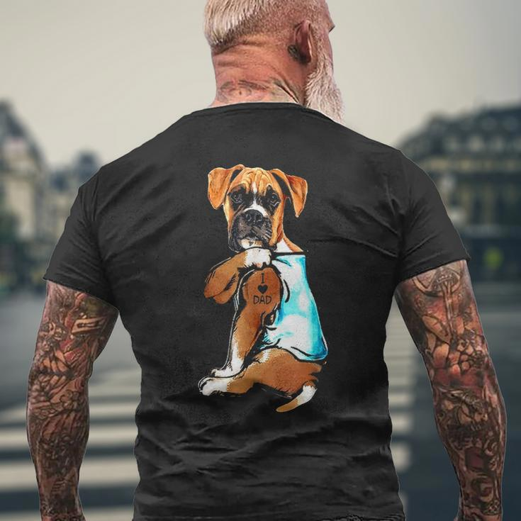 Boxer Dog I Love Dad Tattoo Boxer Lover Men's T-shirt Back Print Gifts for Old Men
