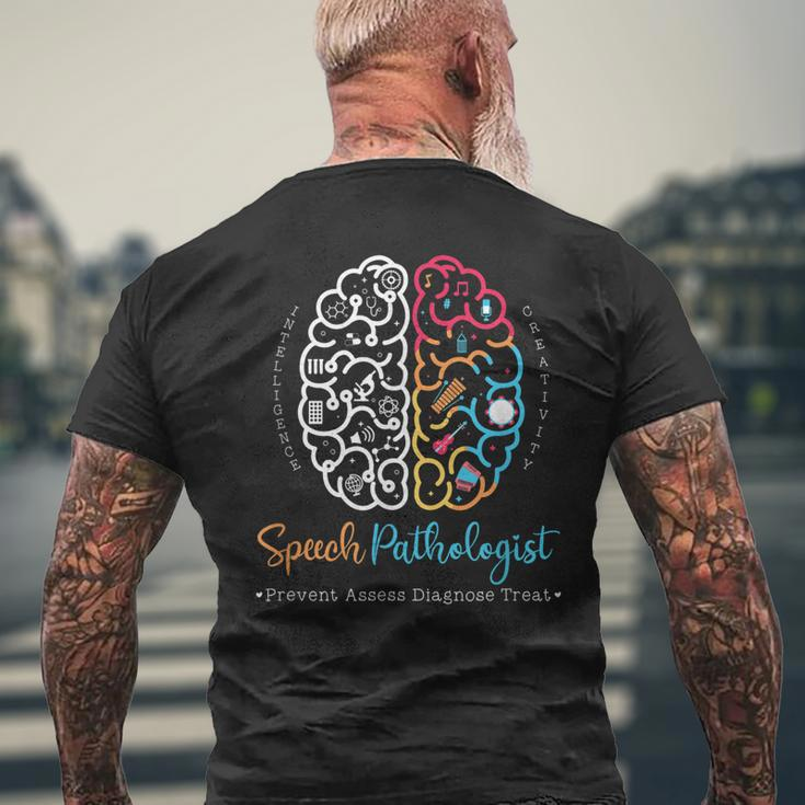 Brain Of A Speech Pathologist Speech Language Therapy Men's Back Print T-shirt Gifts for Old Men