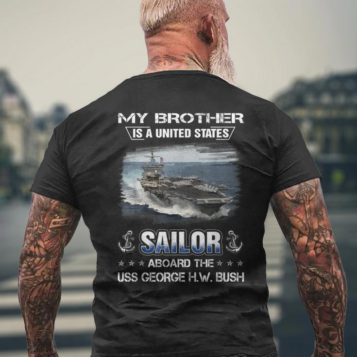 My Brother Is A Sailor Aboard The Uss George HW Bush Men's T-shirt Back Print Gifts for Old Men