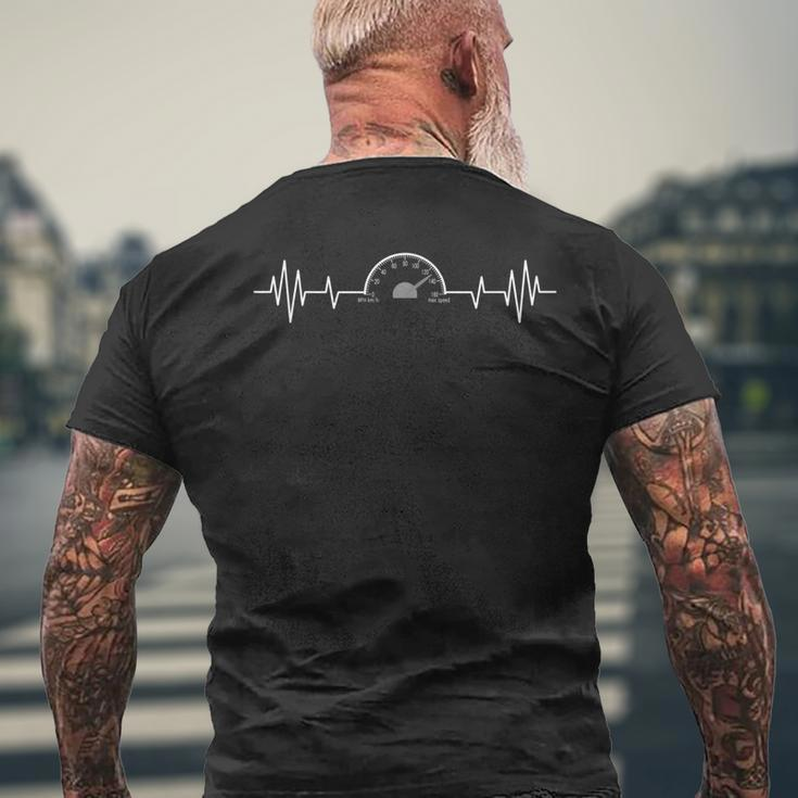 Car Speedometer Auto Mechanic Guys Heartbeat Men's Back Print T-shirt Gifts for Old Men