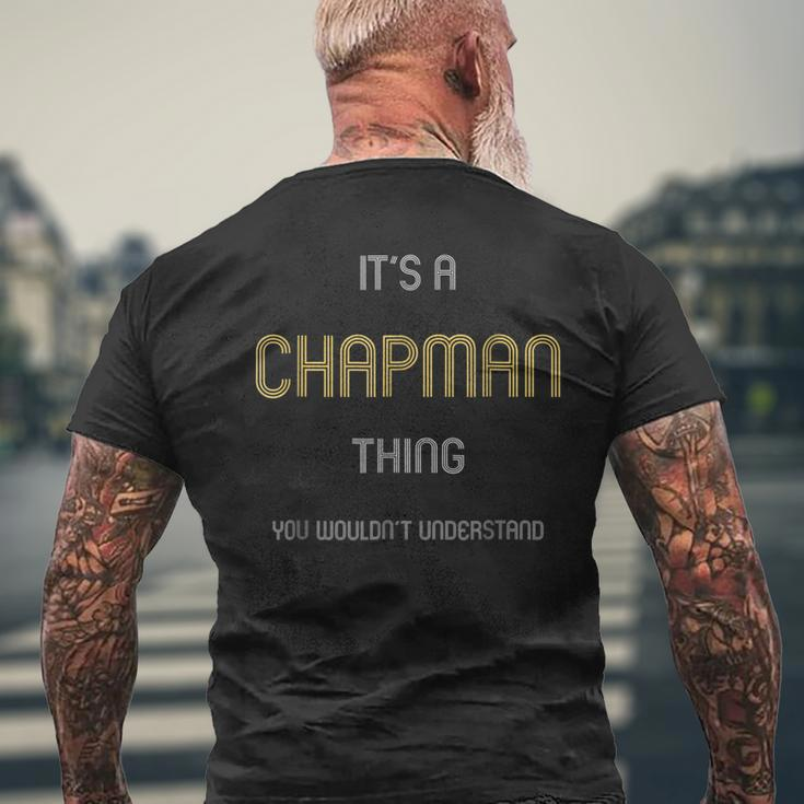 Chapman Cool Last Name Family Names Mens Back Print T-shirt Gifts for Old Men