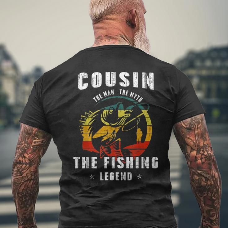 Cousin Man Myth Fishing Legend Fathers Day Men's T-shirt Back Print Gifts for Old Men