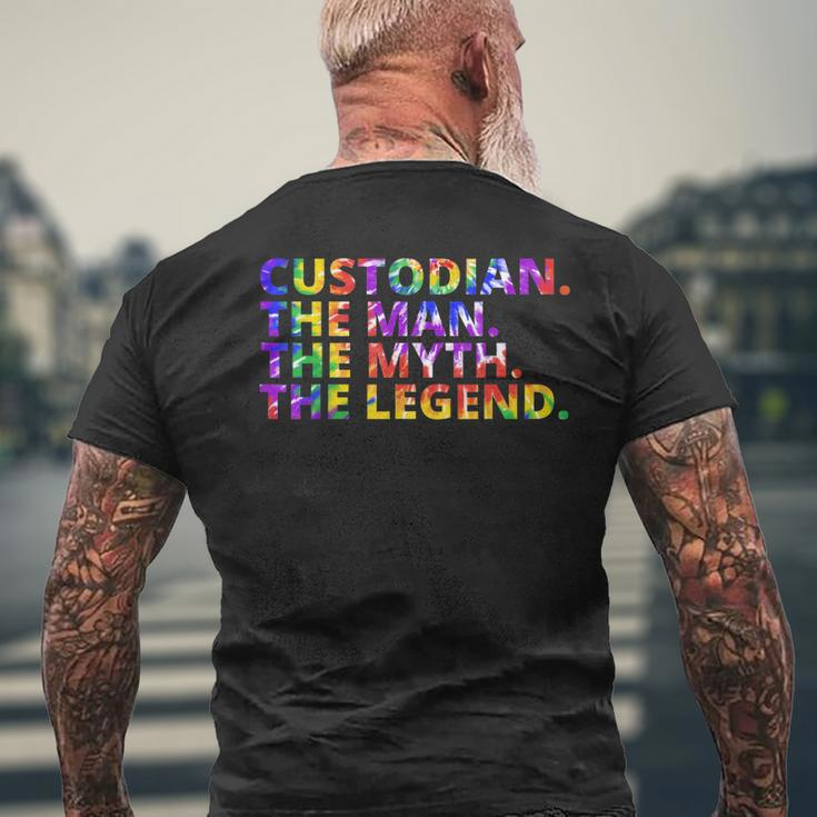 Custodian The Man The Myth The Legend Tie Dye Back To School Mens Back Print T-shirt Gifts for Old Men