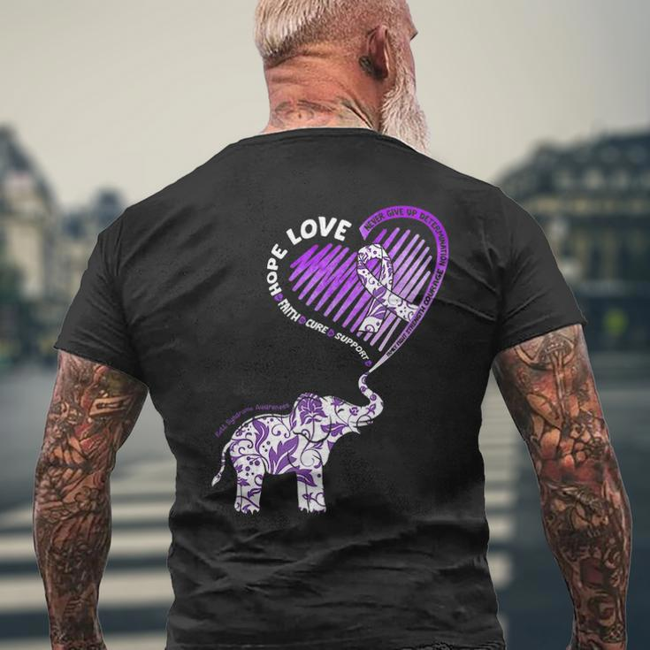 Cute Elephant With Heart Rett Syndrome Awareness Men's T-shirt Back Print Gifts for Old Men