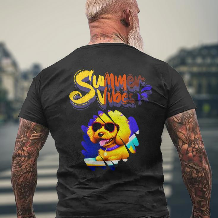 Cute Golden Retriever Summer Vibes Dog Wearing Glasses Men's Back Print T-shirt Gifts for Old Men