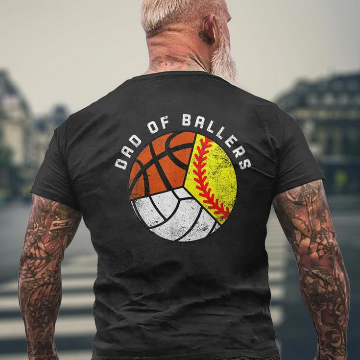 Mens Dad Of Ballers Softball Volleyball Basketball Dad Men's Back Print T-shirt Gifts for Old Men