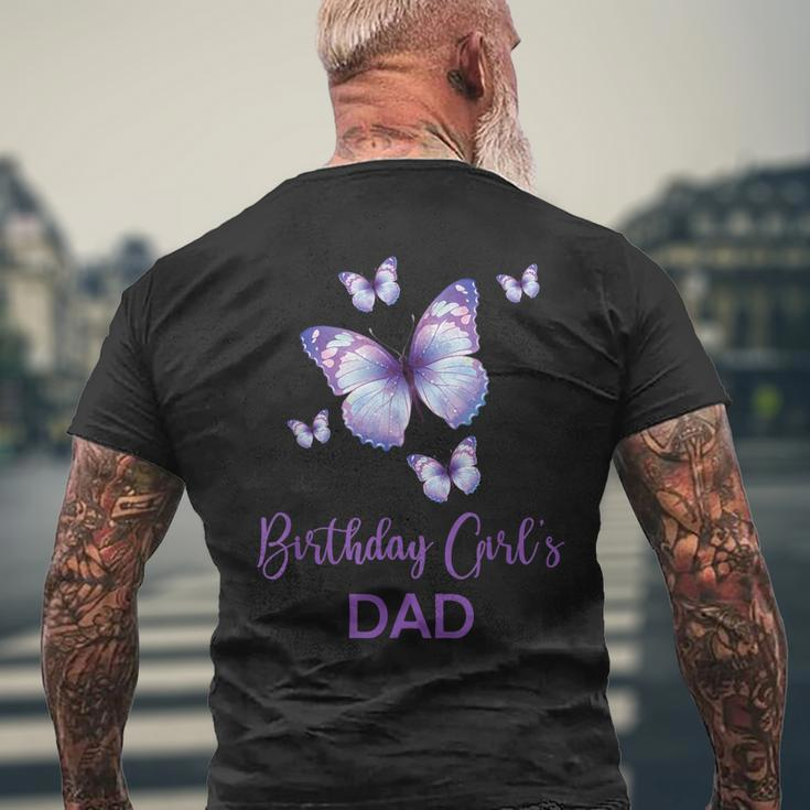 Dad Of The Birthday Girl Butterfly Family 1St Birthday Men's Back Print T-shirt Gifts for Old Men