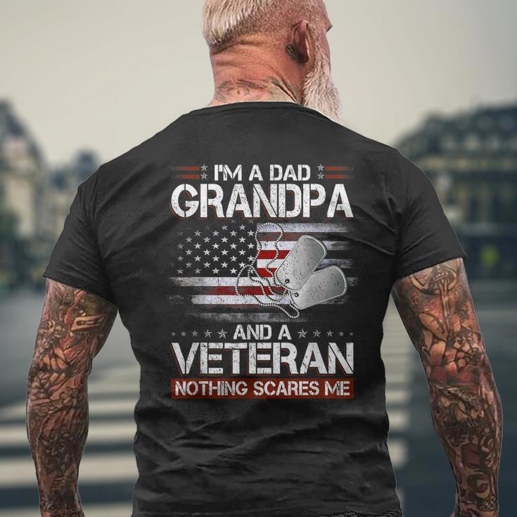 Mens I Am A Dad Grandpa And A Veteran Nothing Scares Me Usa Men's T-shirt Back Print Gifts for Old Men