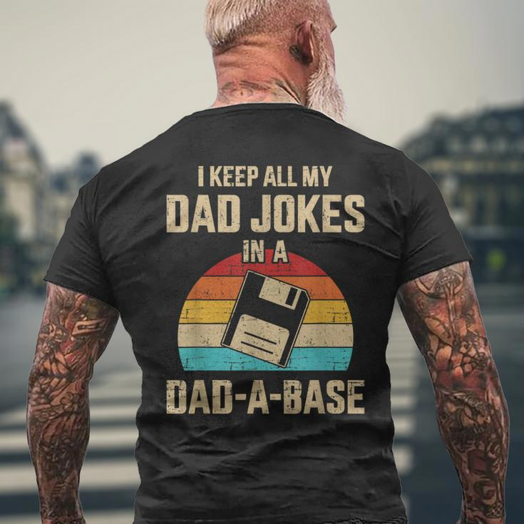 Mens Dad Jokes In Dad-A-Base Vintage For Fathers Day Men's T-shirt Back Print Gifts for Old Men