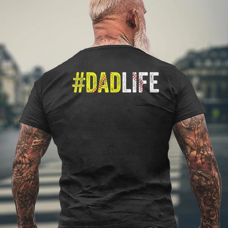 Dad Life Softball Daddy Baseball Sports Lover Fathers Day Men's T-shirt Back Print Gifts for Old Men