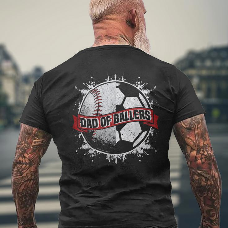 Dad Of Both Baseball Soccer Dad Of Ballers Gift For Mens Mens Back Print T-shirt Gifts for Old Men