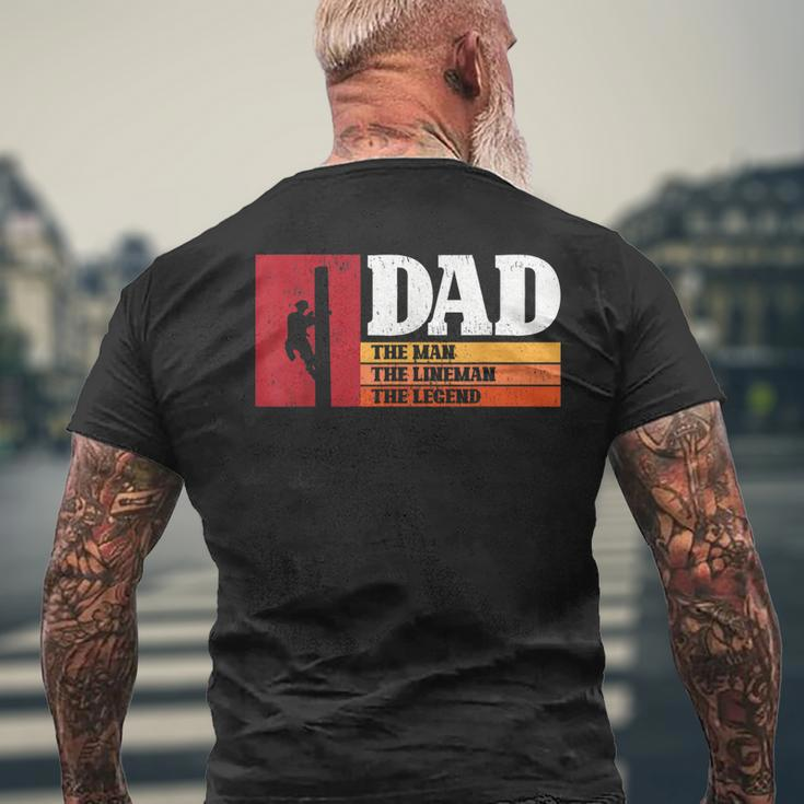 Dad The Man The Lineman The Legend Electrician Mens Back Print T-shirt Gifts for Old Men