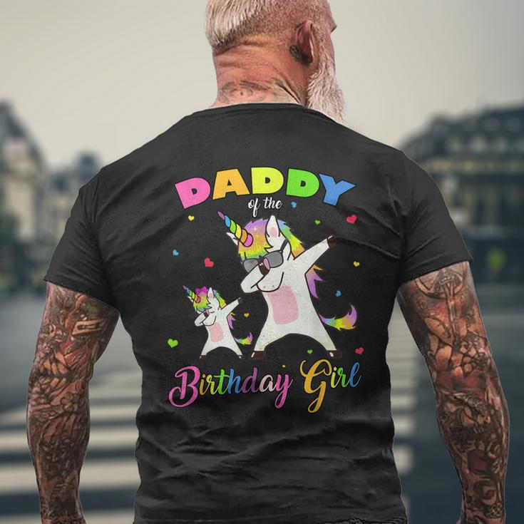 Daddy Of The Birthday Girl Dabbing Unicorn Princess And Dad Men's Back Print T-shirt Gifts for Old Men