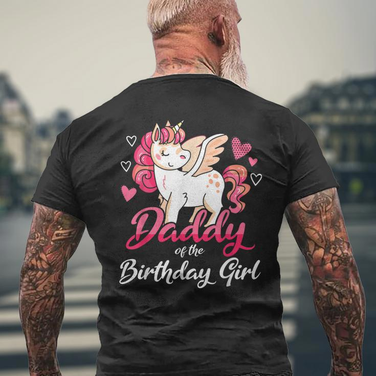 Daddy Of The Birthday Girl Father Gifts Unicorn Birthday Mens Back Print T-shirt Gifts for Old Men