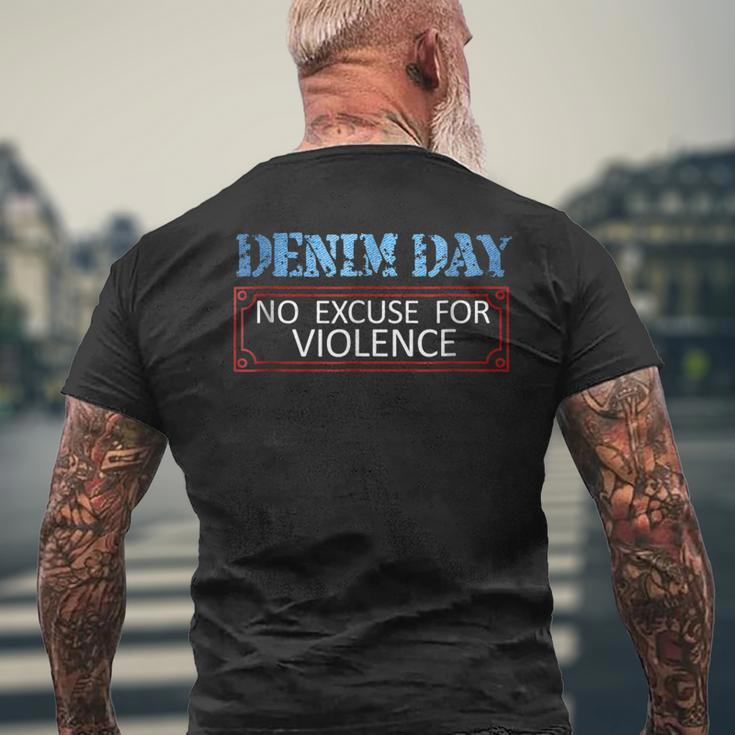 Denim Day Awareness - No Excuse For Violence Novelty Shirts Men's Back Print T-shirt Gifts for Old Men