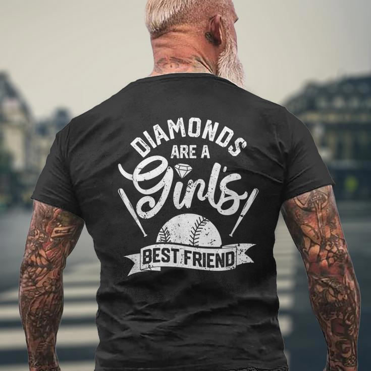 Diamonds Are A Girls Best Friend Softball Baseball Girl Love Men's Back Print T-shirt Gifts for Old Men