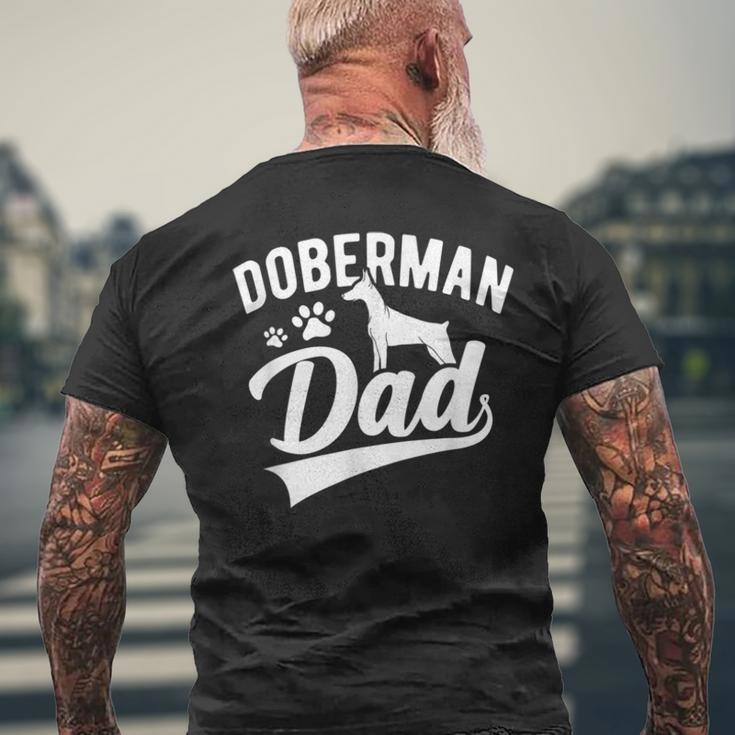 Doberman Pinscher Dog Dad Silhouette Fur Dog Papa Dog Lover Men's Back Print T-shirt Gifts for Old Men