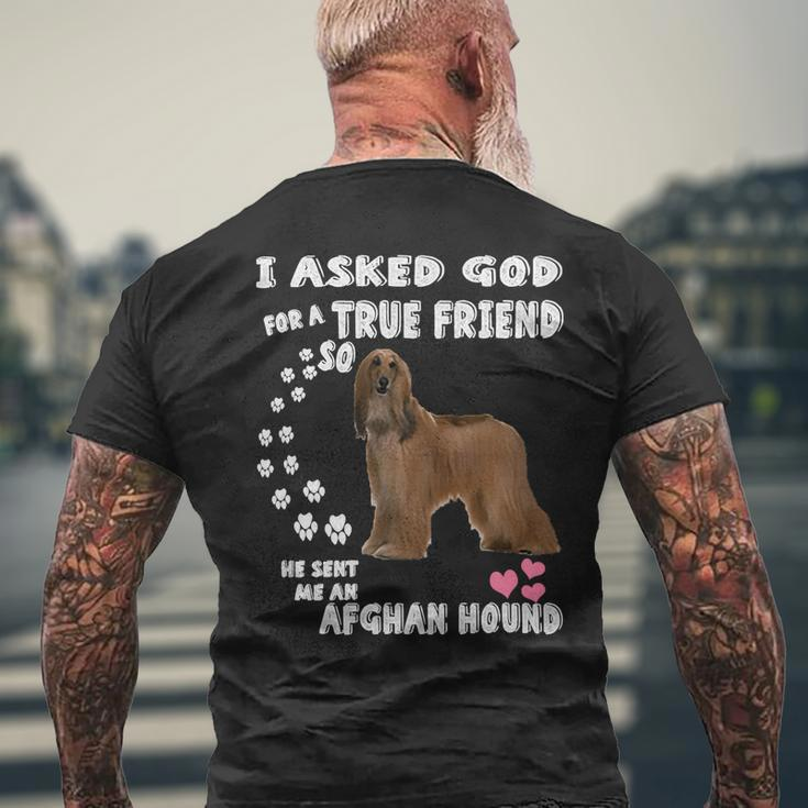 Dog Afghan Hound Gifts Afghan Hound Lovers Cute Afghan Hound Puppy Pet Men's Crewneck Short Sleeve Back Print T-shirt Gifts for Old Men