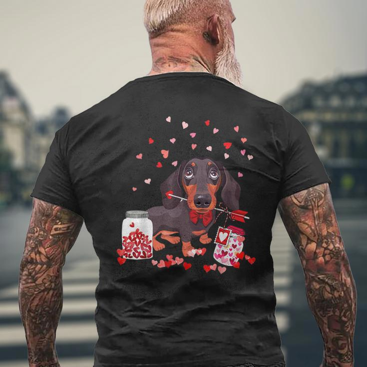 Dog Valentine Cute Dachshund Valentines Day Men's T-shirt Back Print Gifts for Old Men
