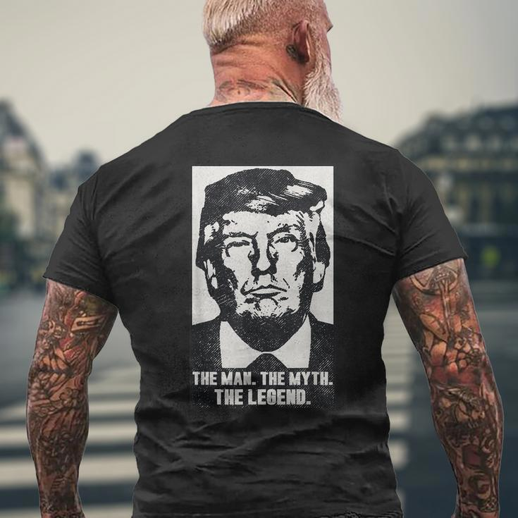 Donald Trump The Man Myth Legend 2023 2024 Hot Photo Mens Back Print T-shirt Gifts for Old Men