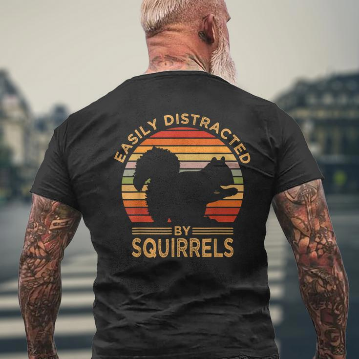 Easily Distracted By Squirrels Vintage Squirrel Men's T-shirt Back Print Gifts for Old Men