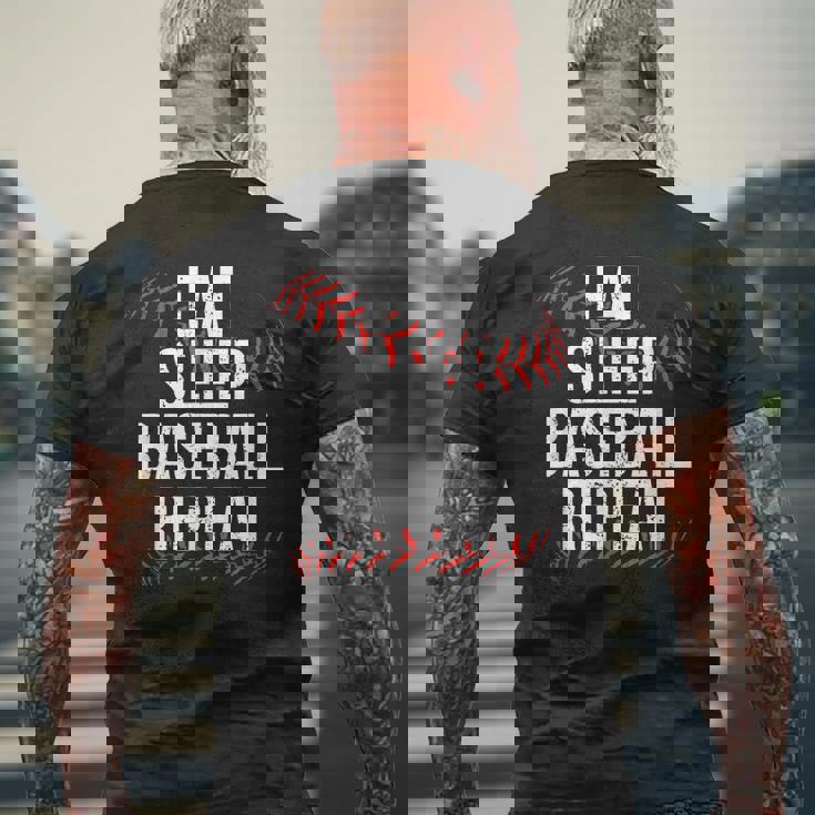 Eat Sleep Baseball Repeat Player Baseball Men's Back Print T-shirt Gifts for Old Men Eat Sleep Baseball Repeat Player Baseball Men's Back Print T-shirt Gifts for Old Men