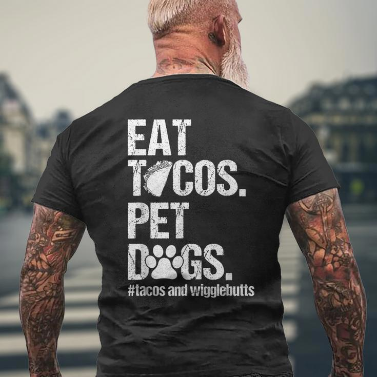 Eat Tacos Pet Dogs Tacos And Wigglebutts Retro Men's Back Print T-shirt Gifts for Old Men