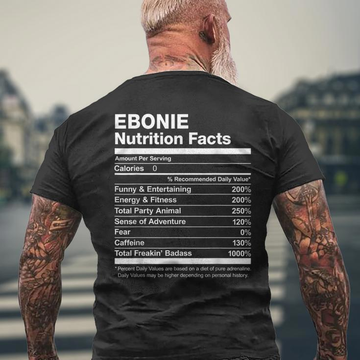 Ebonie Nutrition Facts Name Named Funny Mens Back Print T-shirt Gifts for Old Men