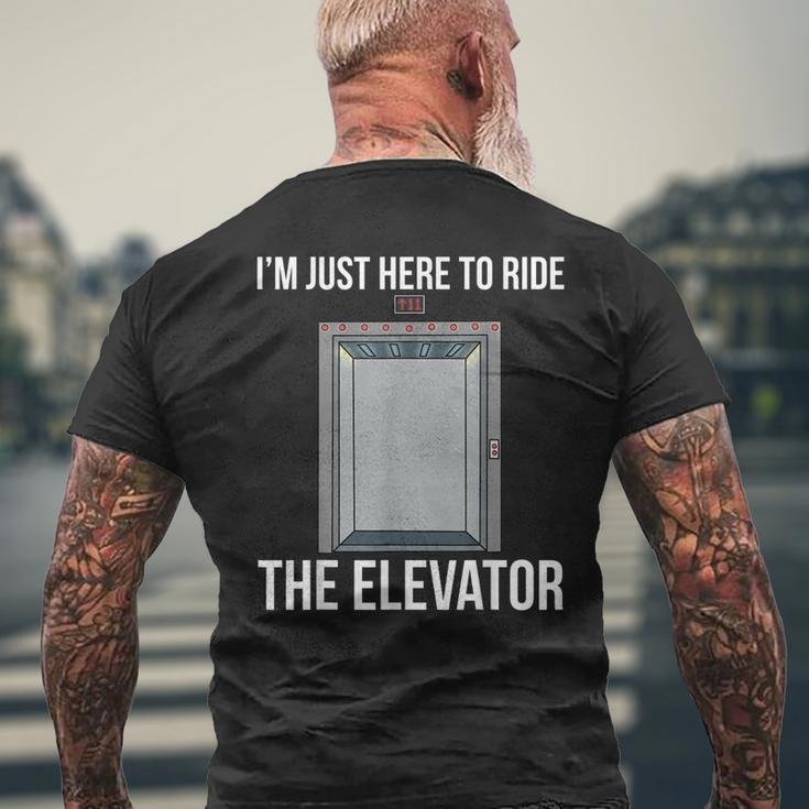 Elevator Mechanic Engineer Ride The Elevator Technician Mens Back Print T-shirt Gifts for Old Men