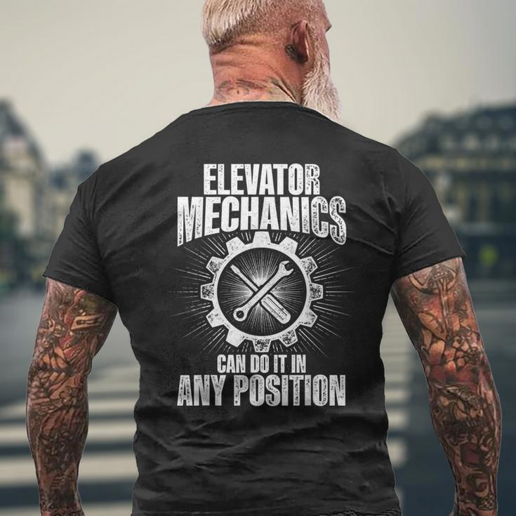 Elevator Mechanic Maintenance Any Position Technician Mens Back Print T-shirt Gifts for Old Men