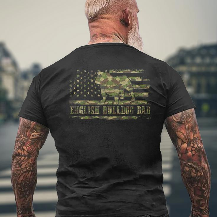 English Bulldog Dad Camouflage American Flag Patriotic Dog Gift For Mens Mens Back Print T-shirt Gifts for Old Men