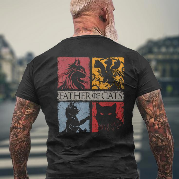 Father Of Cats Cat Dad Cats Lover Father’S Day Men's T-shirt Back Print Gifts for Old Men