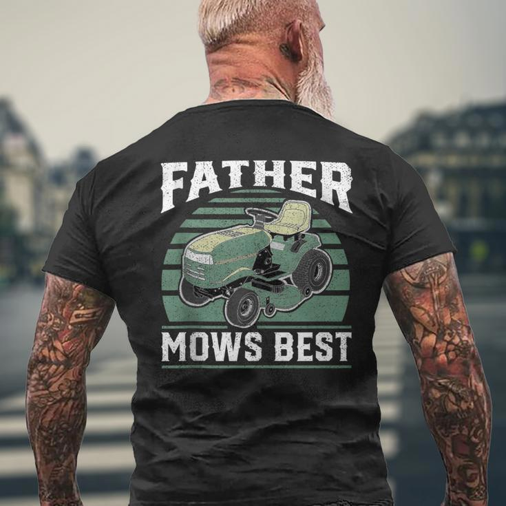 Father Mows Best Riding Mower Retro Mowing Dad Men's T-shirt Back Print Gifts for Old Men